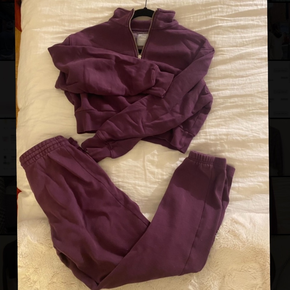 Aritzia Cozy Fleece Boyfriend Sweatpant (xxs) & Perfect 1/4 Zip Sweatshirt